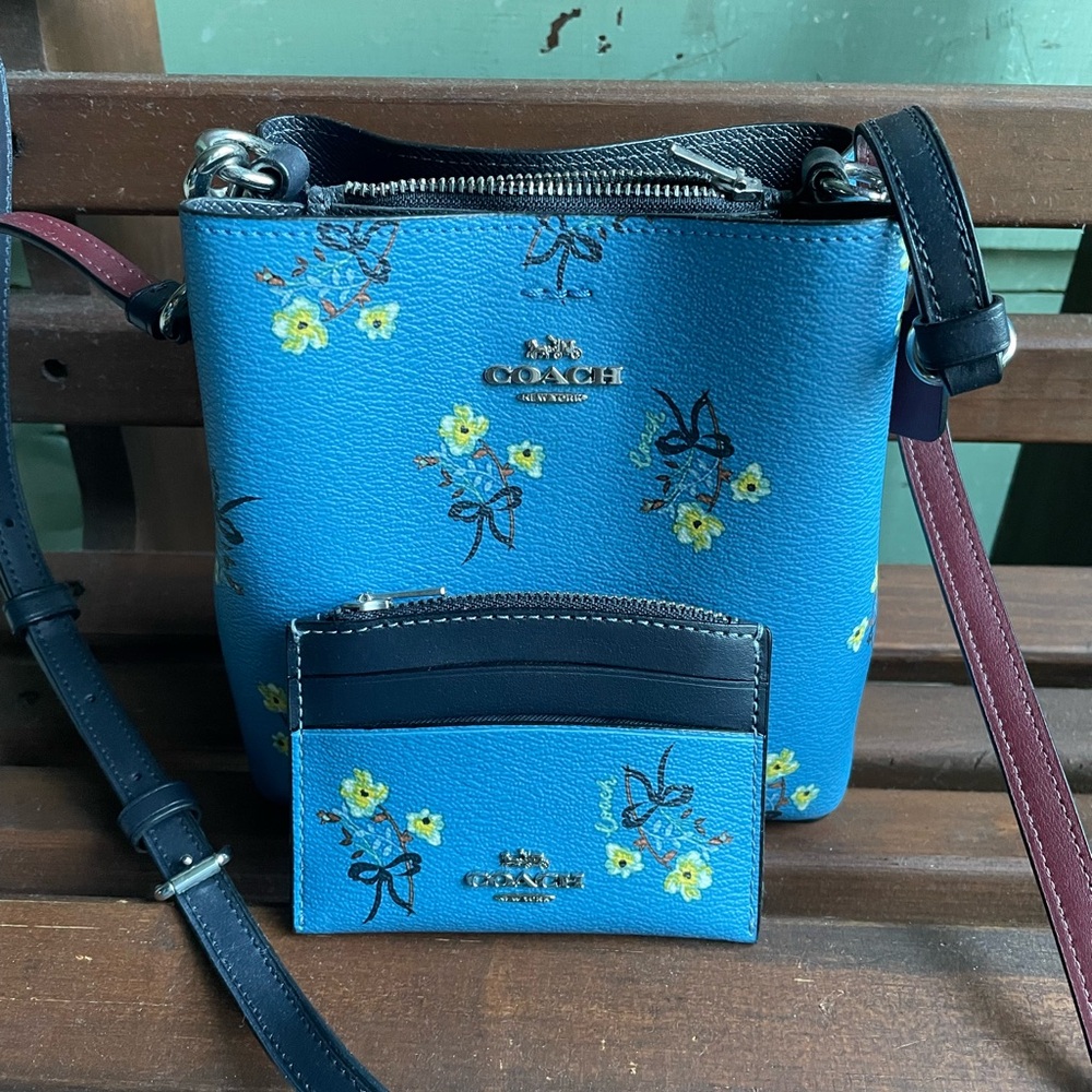 Coach mini bucket bag with matching card holder